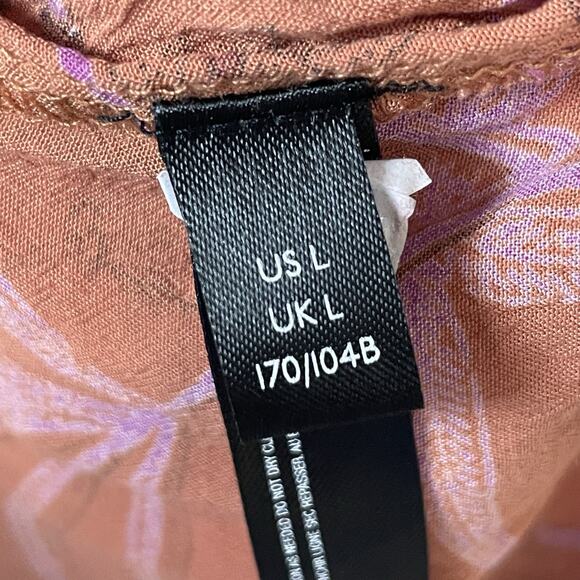 NWT Anthropologie Dress L Orange Floral Boho Prairie Festival Smocked‎ Open Back - Picture 7 of 10